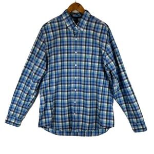 Johnnie-O Mens Plaid Long Sleeve Button Down Shirt XL 100% Egyptian Cotton